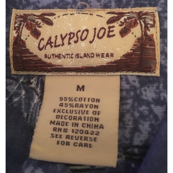 Calypso Joe Men’s Blue Island Short Sleeve Shirt - Picture 3 of 3